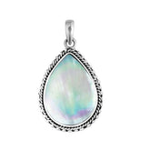Handcrafted Sterling Silver Mother Of Pearl Teardrop Pendant From Bali.